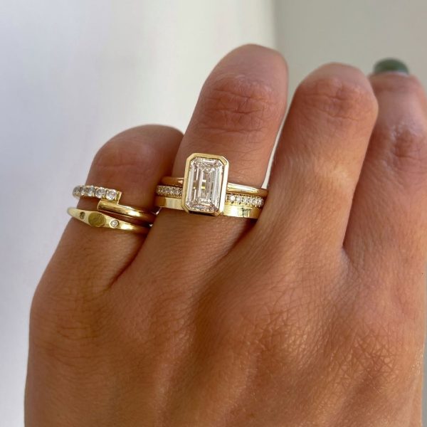 Ring stack inspiration for the gorgeous JOURNEE. An Emerald Bezel Solitaire paired with Cl (1)