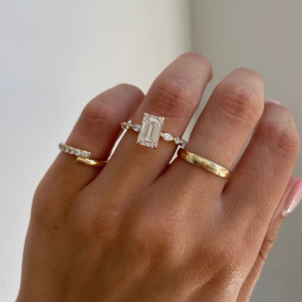 Ring stack inspiration for the gorgeous PARKER. An Emerald Solitaire with Accent Band paired