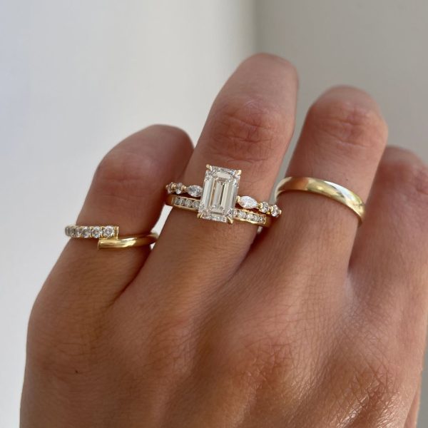 Ring stack inspiration for the gorgeous PARKER. An Emerald Solitaire with Accent Band paired (1)