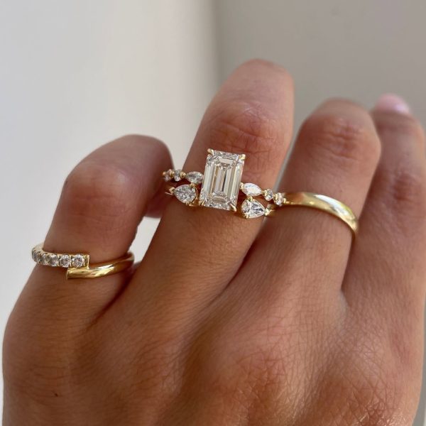 Ring stack inspiration for the gorgeous PARKER. An Emerald Solitaire with Accent Band paired (3)