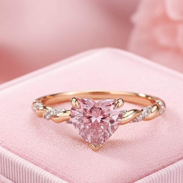Twist your love into something extraordinary with our enchanting Twist Pink Heart Cut Engagement