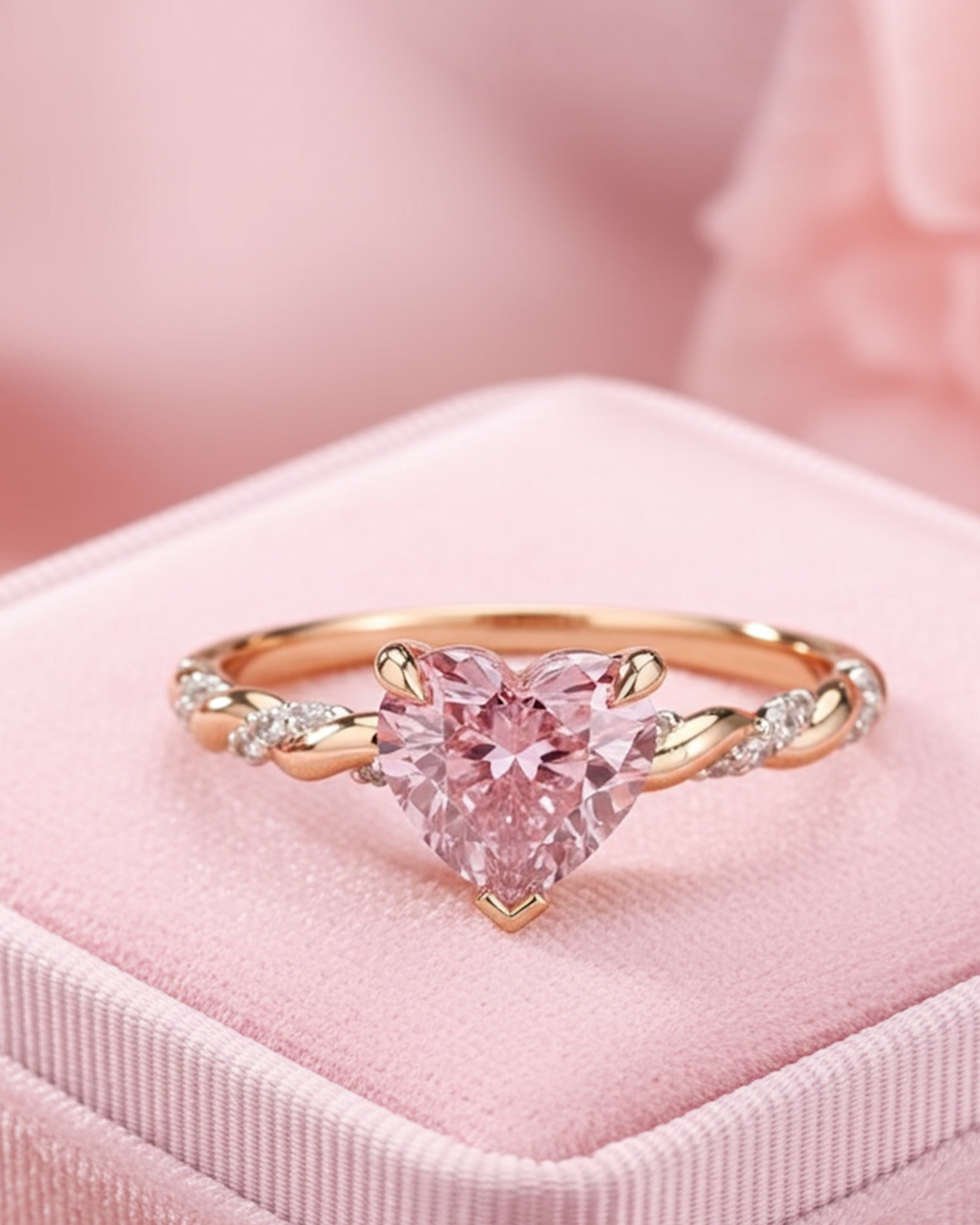 Twist your love into something extraordinary with our enchanting Twist Pink Heart Cut Engagement